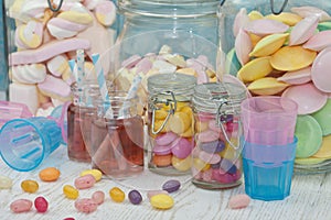 Two jars with pink lemonade