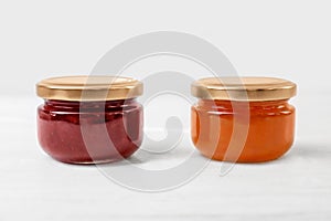 Two jars with tasty sweet jam