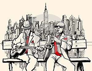 Two jazz men playing in New York photo