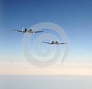 Two jetfighters in flight