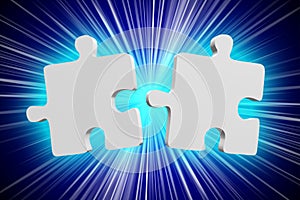 Two jigsaw puzzle pieces - connection, success concept