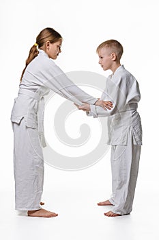 Two judo students grabbed each other