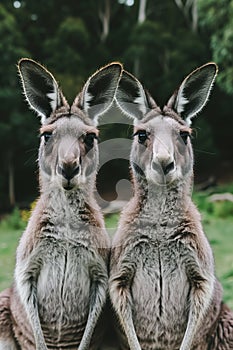 Two Kangaroos Standing Together