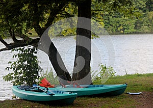 Two Kayaks on Shoreline Awaiting next Adventure