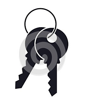 Two keys on key ring vector illustration icon