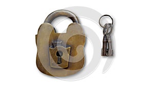 Two keys with locked padlock