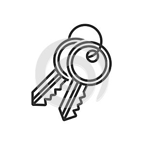 Two Keys Outline Flat Icon on White