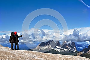 Two kids exploring mountains