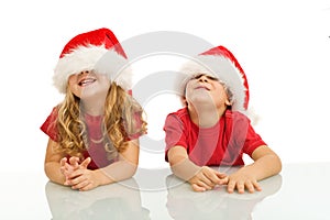 Two kids having fun at christmas time