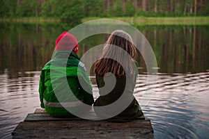 Two kids by the Lake photo