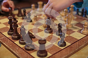 Two kids playing chess