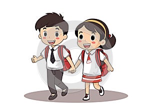 Two Kids Walking to School Together