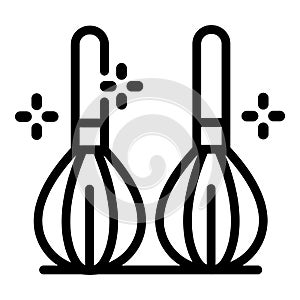 Two kitchen whisks icon, outline style