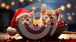 Two kittens in a bowl