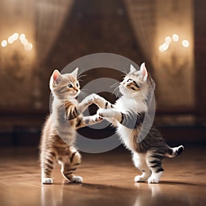 two kittens dancing together