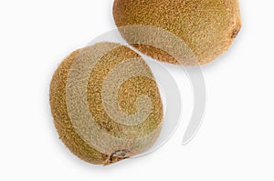 Two Kiwis Unpeeled on White