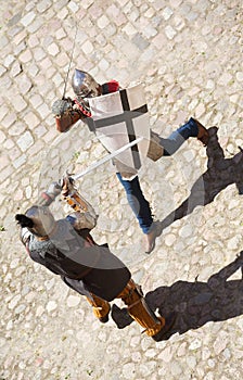 Two knights fighting