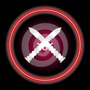 two knives crossed in neon style circle