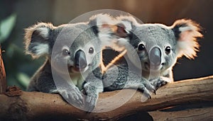 two koala bears on tree .ai generated