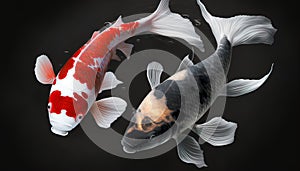 Two koi fish fresh black and red Generate AI