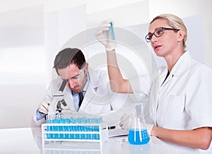 Lab technicians at work in a laboratory