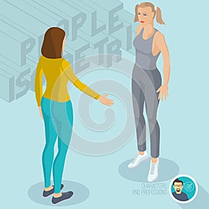 Two ladies communicating in gym.