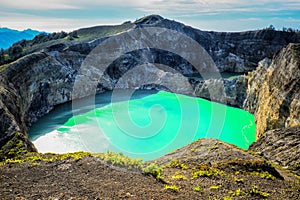 Two lakes at Kelimutu photo