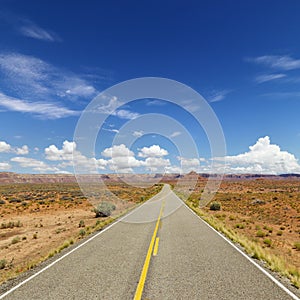 Two Lane Highway Through Desert