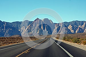 Two-lane road to Red Rock Canyon