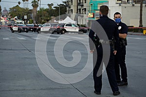 Two LAPD officers on Sunset Boulevard in Hollywood