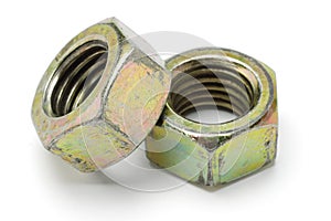 Two large metal nuts