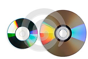 Two laser discs isolated on white background