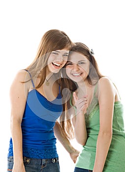 Two laugh teenage girls