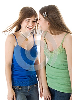 Two laugh teenage girls