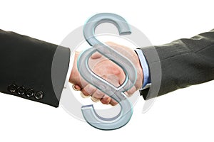 Two lawyers shaking hands - paragraph symbol