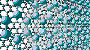 Two layers of hexagonal atomic structure, graphene. Cartoon version for presentations and reports. 3D rendering