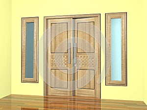 Main door swing made of wood photo