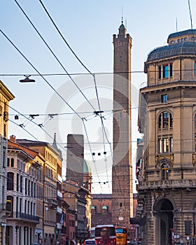 The two leaning towers in Bologna