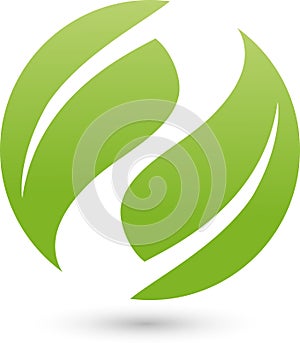 Two leaves, plant, naturopath and wellness logo