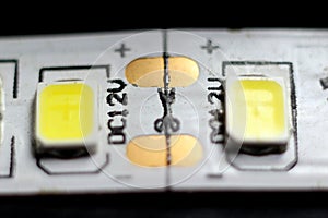 two LED light bulbs close-up for 12 volts