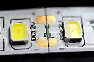 two LED light bulbs close-up for 12 volts