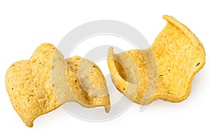 Two lentil chips isolated on white