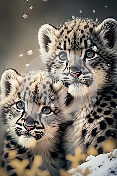 Two leopard cubs (Panthera pardus)