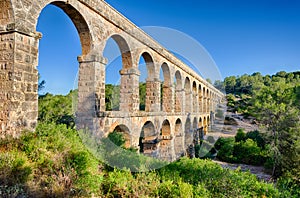 Two level archade of roman aqueduct near Tarragona, Spain photo