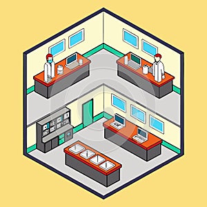 Isometric Vector Style Illustration of a School Science Classroom