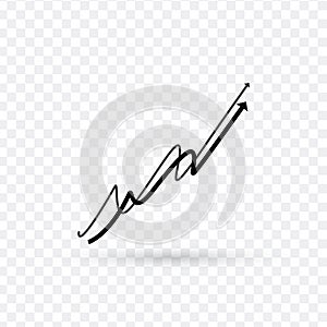 Two Line twisty Rising arrows. Stock vector illustration isolated on white background