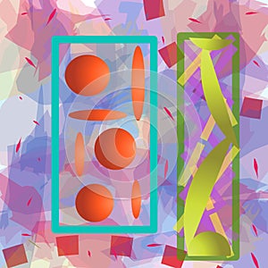 Two lines rectangles on colorful blots background