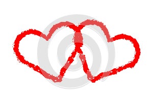 Two linked hearts icon symbol. Couple valentines day