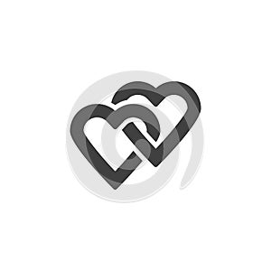 Two Linked Hearts vector icon