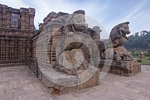 Two Lion Statue at the Entrance of the 13th CE Sun temple, Konark